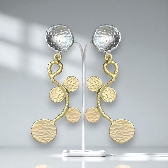 🆕️Turkish Artisan 18K Gold Plated Brass Handcrafted Luxury  Statement Earrings - Picture 12 of 14